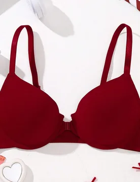 Sujetador con cierre frontal de unicolor y cómodo con aros para mujer - Shein - FashionsVida