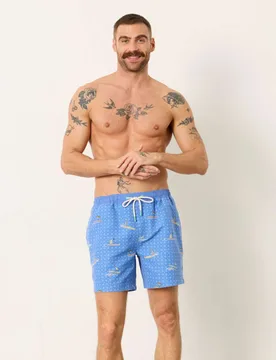 Printed Swim Shorts Blue Mix male - Fatface - FashionsVida