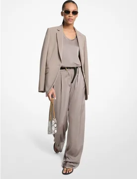 Pantalón ancho de mujer satinado de tiro medio - MICHAEL Michael Kors - FashionsVida