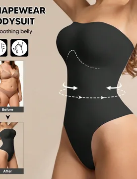 Mono sin tirantes con control de abdomen, faja moldeadora sin costuras con control de abdomen S - Shein - FashionsVida