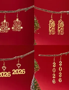 New Year Digital Earrings Fashion Hollow Out Dangling Earrings New Year Party Festival Jewelry Accessories Gifts - Aliexpress - FashionsVida