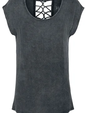 T-Shirt - T-Shirt mit Zierbändern am Rücken - XS bis XXL - für Damen - Größe XS - schwarz - Frauen - female - Black Premium by EMP - FashionsVida