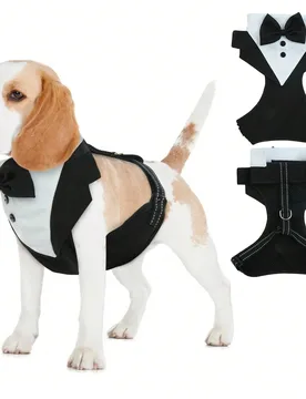 Pieza Traje anti-escape para perros con bufanda y arnés, estilo británico, atuendo de boda y fiesta para mascotas - Shein - FashionsVida
