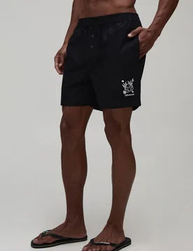 Herren Locker Geschnittene Baumwoll-Boxershorts Mit Stickerei Black Größe 2XL - boohooMAN - FashionsVida