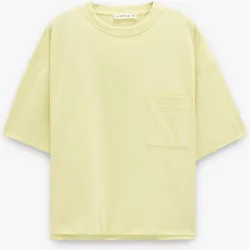 Camiseta de mujer 100% algodón de manga corta con bolsillo decorativo