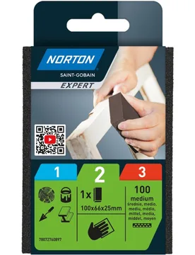 Taco lija 4 Caras para Lijado 100 x 66 x 25 mm - NORTON EXPERT - FashionsVida