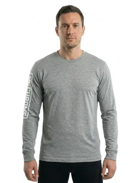 Maglietta A Maniche Lunghe Flying Lion Heather Grey - Chrome - FashionsVida