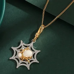 Pc Fashion Gothic Faux Zircon Web Spider Pendant Necklace for Women Sweet Cool Party Jewelry Key Bag Pendant Halloween Gift