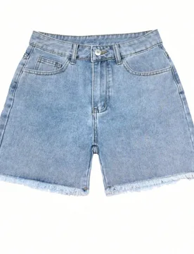Conjunto de Falda y Pantalones Cortos de Mezclilla Vintage Desgastada, Combinación Versátil de Pantalones Cortos Mini Ajustados y Sexys para Verano - Shein - FashionsVida