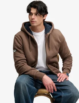 Superdry Herren Zip-hoodie mit Borg-futter Brown - Größe: Xxl - 99.99 - FashionsVida