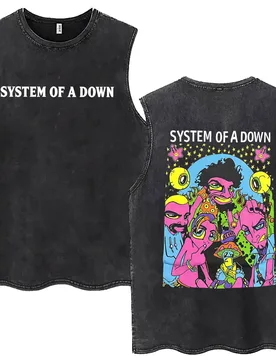 System of A Down Vintage Washed Tank Tops Men's Rock Alternative Metal Cartoon Graphic Sleeveless Vests T-shirt Male T Shirts - Aliexpress - FashionsVida