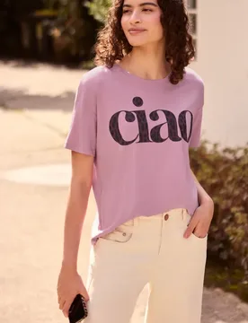 Street One T-Shirt mit Rundhals und Wording female Rosa - Street One Studio - FashionsVida
