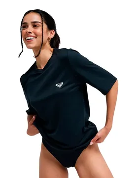 Rash Guard Manches Courtes Happy Waves Anthracite S - Roxy - FashionsVida