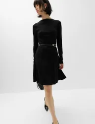Jersey Mini Skater Dress Black female