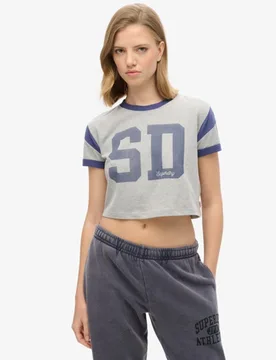 Superdry Damen Athletic Essentials Ringer-t-shirt mit Grafik Grau - Größe: 44 - 34.99 - FashionsVida