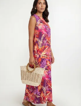 Womens Floral Tie Back Maxi Dress - Purple Viscose - Size 12 Uk - Wallis - FashionsVida
