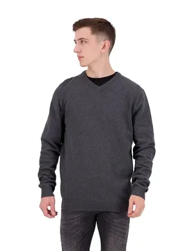 Pull à Col En V Ebasic Knit Dark Grey Melange XS - Jack & jones - FashionsVida