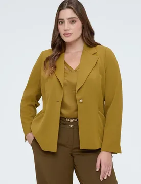 Blazer de mujer estructurado con botón joya cierre de botonadura sencilla - Fiorella Rubino - FashionsVida