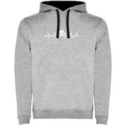 Felpa Con Cappuccio Mtb Heartbeat Two-colour Heather Grey / Black