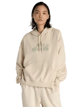 Flower Hoodie Donna - Felpe con cappuccio Beige - Taglia L - Jersey di cotone L - New Balance - FashionsVida