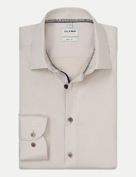 Body-Fit Hemd Level 5 Beige 40 - Olymp - FashionsVida