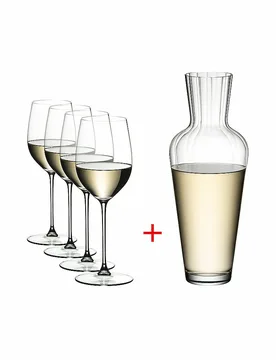 Set da 5 bicchieri da vino bianco VERITAS Riesling/Zinfandel e decanter trasparente - Riedel - FashionsVida