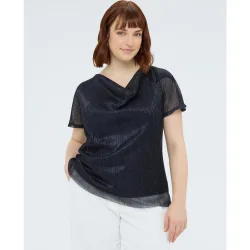 Camiseta de mujer de lúrex con escote suave