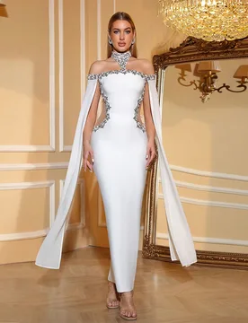 Vestido blanco elegante para mujer para boda y fiesta de otoño L - Shein - FashionsVida