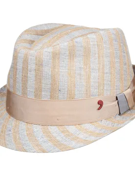Classic Fusion Trilby Linen Hat by Alfonso DEste - blue-beige - Size: XL (60-61 cm) - Alfonso D´Este - FashionsVida