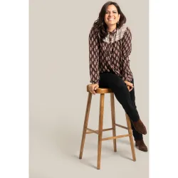 Blusa estampada con contrastes cuello solapa