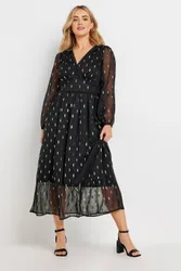 Women's Abstract Metallic Trim Midaxi Dress in Black Size: 12 - Black - Size: 12