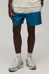 Herren Locker Geschnittene Kurze Nylon-Shorts Mit Streifenpanel Blue Größe Small