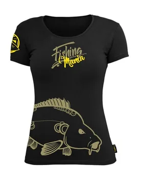 Fishing Mania Carpfishing Short Sleeve T-shirt Black XS Women - Hotspot Design - FashionsVida