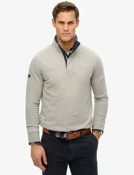 Superdry Men's Cotton Classics Jersey Sweatshirt mit Halbreißverschluss Grau - Größe: S - 79.99 - FashionsVida