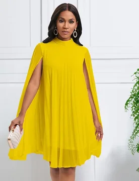 Women's dress new fashion summer temperament chiffon pullover cape batball sleeve plus size dress - Aliexpress - FashionsVida