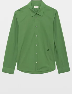 Zadig & Voltaire - Camisa de vestir de hombre de mangas largas de velo de algodón con alas bordadas - Zadig & Voltaire - FashionsVida