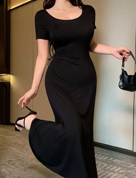 Vestido midi con espalda descubierta y lazo para mujer, vestido elegante para fiesta S - Shein - FashionsVida