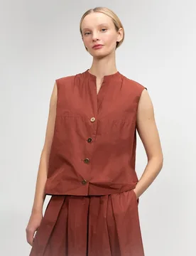 Camisa de mujer sin mangas con abotonadura central - Lasserre - FashionsVida