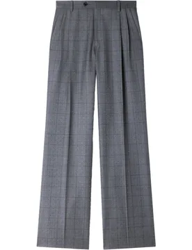 Pantalones de vestir de mujer anchos de talle alto con cuadros y strass 100% lana - sandro - FashionsVida