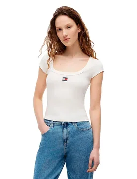T-shirt à Manches Courtes Dw0dw22793 Ancient White M - Tommy Jeans - FashionsVida