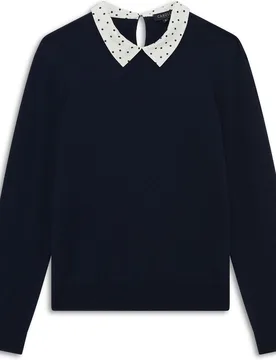 Jersey de mujer con cuello camisero en lana - Caroll - FashionsVida