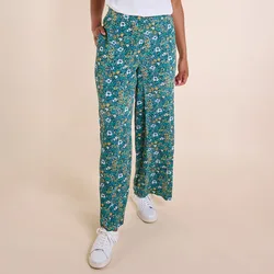 Wide Leg Viscose Trousers - Neptune