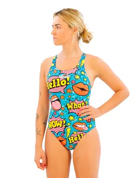 Pop Comic Swimsuit Royal 2XL Women - TURBO - FashionsVida