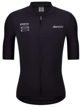 Maglia A Maniche Corte Pirelli Wheel Black - Santini - FashionsVida