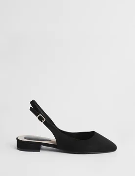 Women's Millie Faux Suede Slingback Flat Shoes in Natural Black Size: 7 - Natural Black - Size: 7 - OASIS - FashionsVida