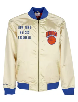 Giubbotto Bomber Uomo Nba Team Og 2.0 Lightweight Satin Jacket Vintage Logo Neykni Gold - Mitchell & Ness - FashionsVida