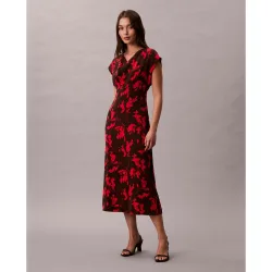 Vestido de mujer estampado con cuello drapeado