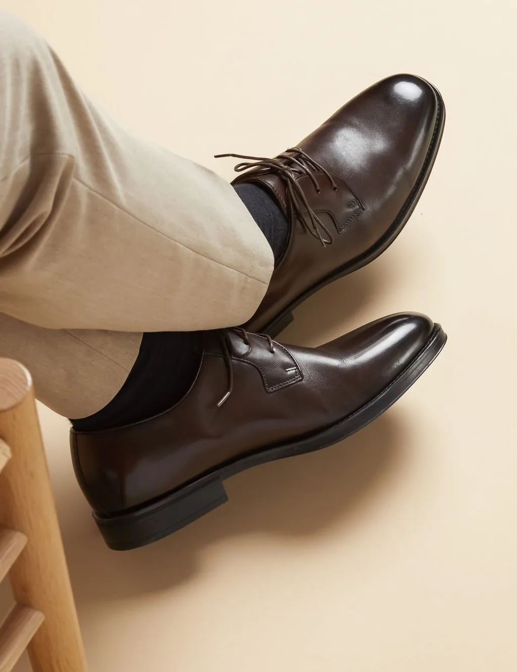Wide Fit Leather Derby Shoes Dark Brown male - Jones Bootmaker - FashionsVida