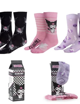 Anime Socken - Kuromi - one size - für Damen - Größe one size - multicolor - Lizenzierter Fanartikel - Frauen - female - Hello Kitty - FashionsVida