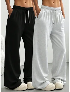 Pantalones largos de pierna recta para mujer, de punto transpirable, para correr, entrenamiento, gimnasio, exterior, viajes, streetwear, deportes, fit - Shein - FashionsVida